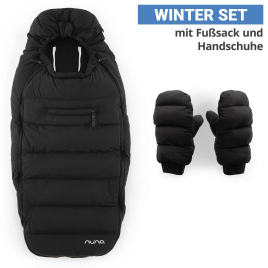 Nuna Winter-Kinderwagen-Set mit Fußsack & Handschuhe - Caviar