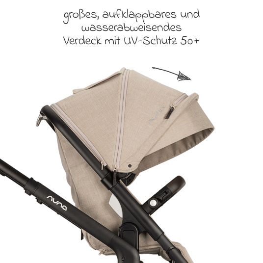 Nuna Second sports seat DEMI next with magnetic belt buckle incl. rain cover - Biscotti