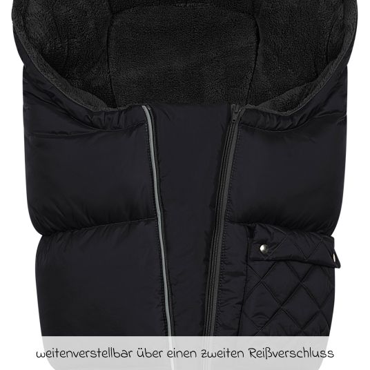 Odenwälder Gino-cs fleece footmuff for buggy, baby carriage and baby carriage - Black