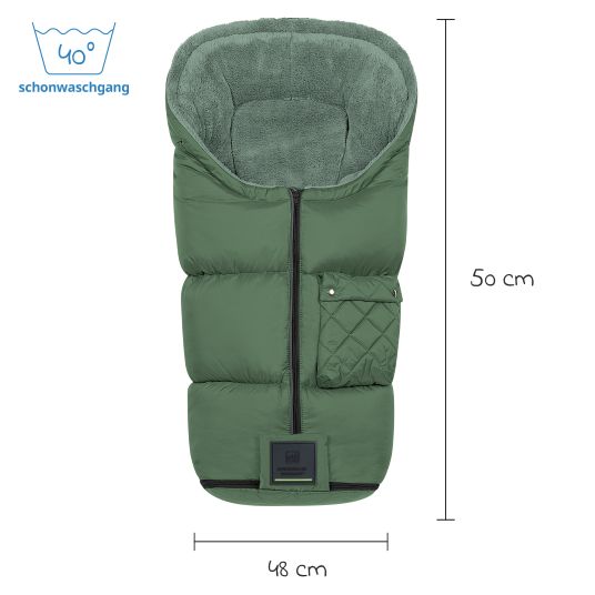 Odenwälder Gino-cs fleece footmuff for buggy, baby carriage and baby carriage - Steel Green