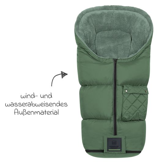 Odenwälder Gino-cs fleece footmuff for buggy, baby carriage and baby carriage - Steel Green