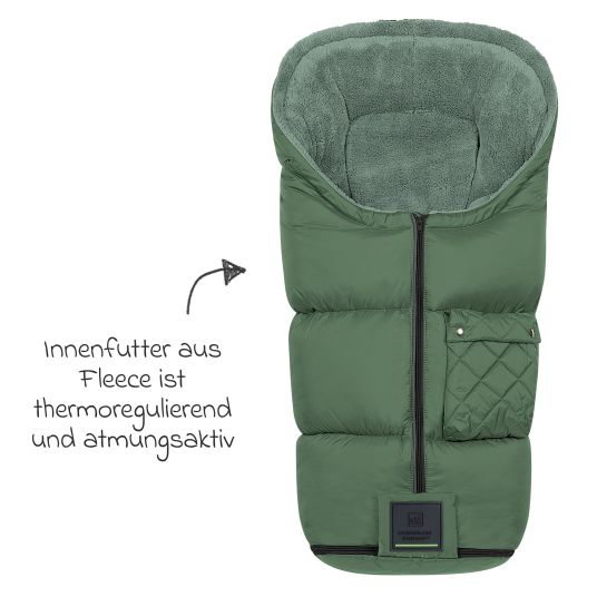 Odenwälder Gino-cs fleece footmuff for buggy, baby carriage and baby carriage - Steel Green