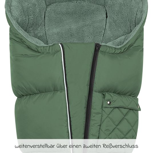 Odenwälder Gino-cs fleece footmuff for buggy, baby carriage and baby carriage - Steel Green