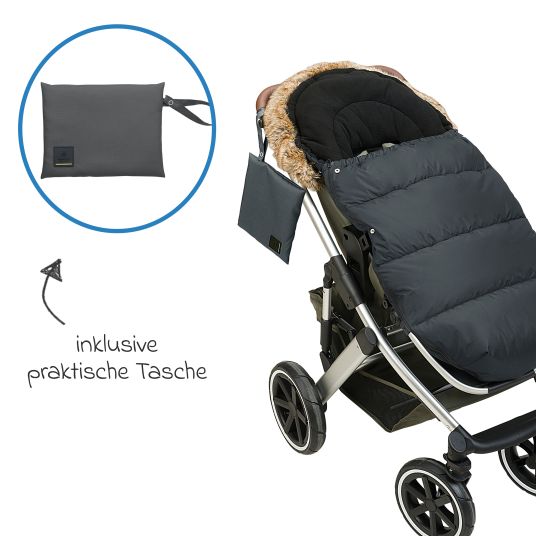 Odenwälder Marlon fleece footmuff with wetbag for buggy, baby carriage and baby carriage - anthracite