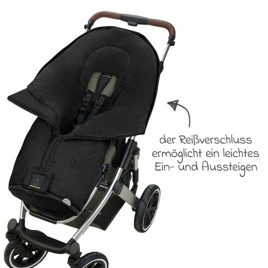 Odenwälder Oskar fleece footmuff for buggy, baby carriage and baby carriage - Black