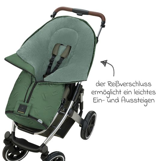 Odenwälder Oskar fleece footmuff for buggy, baby carriage and baby carriage - Steel Green