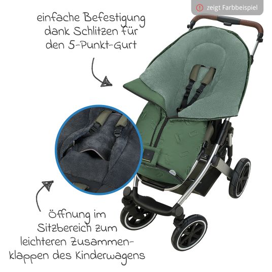 Odenwälder Oskar fleece footmuff for buggy, baby carriage and baby carriage - Steel Green