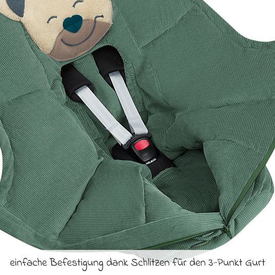 Odenwälder Mucki Cord footmuff for infant car seat & carrycot - Eucalyptus