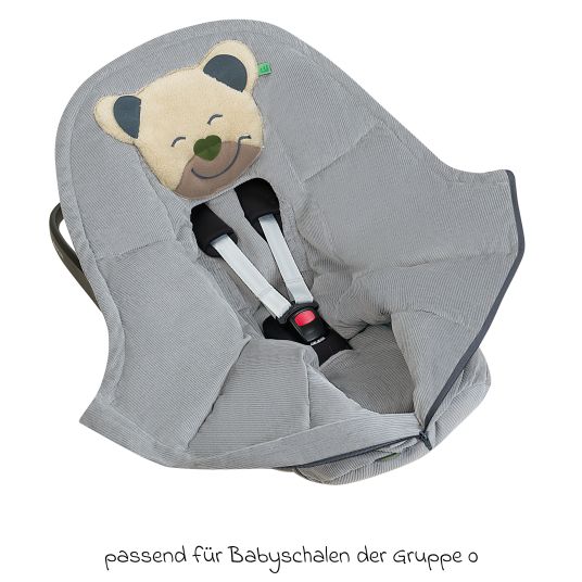 Odenwälder Mucki Cord footmuff for infant car seat & carrycot - Light Grey