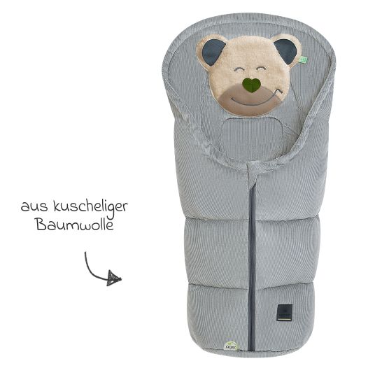 Odenwälder Mucki Cord footmuff for infant car seat & carrycot - Light Grey