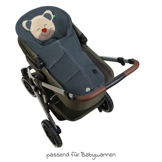 Odenwälder Mucki Cord footmuff for infant car seat & carrycot - Steel