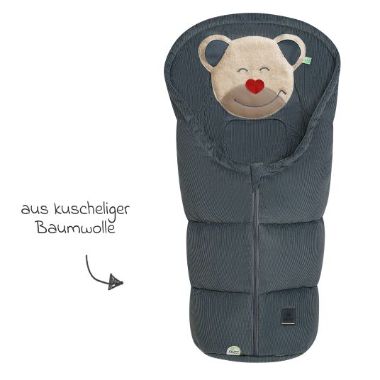 Odenwälder Fußsack Mucki Cord für Babyschale & Babywanne - Steel