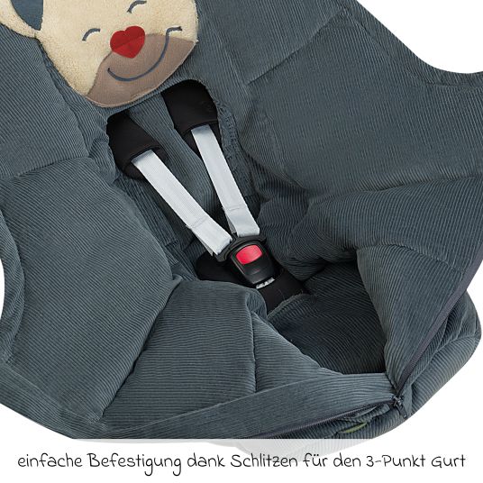 Odenwälder Mucki Cord footmuff for infant car seat & carrycot - Steel