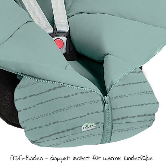 Odenwälder Mucki footmuff for infant carriers & carrycots - Modern Stripes - Cosy Green
