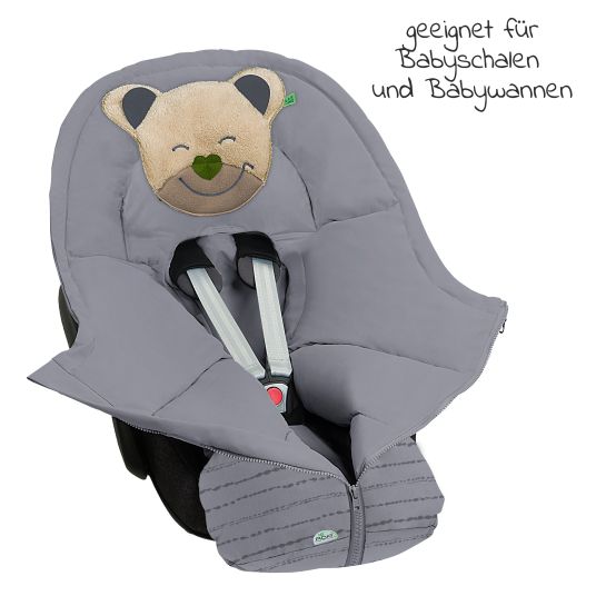 Odenwälder Mucki footmuff for infant car seats & carrycots - Modern Stripes - Rocky Grey