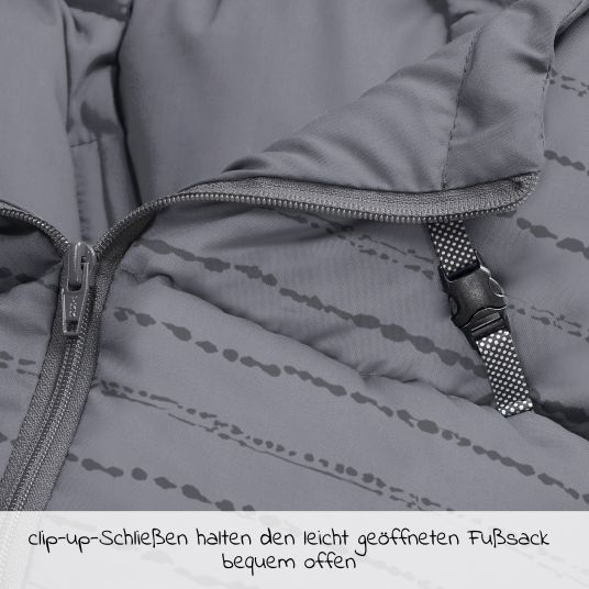 Odenwälder Mucki footmuff for infant car seats & carrycots - Modern Stripes - Rocky Grey