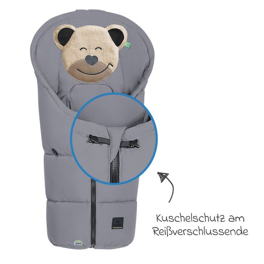 Odenwälder Fußsack Mucki Peach Skin für Babyschale & Babywanne - Rocky Grey