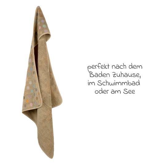 Odenwälder Hooded bath towel Jaquard 80 x 80 cm - Dots - Brown