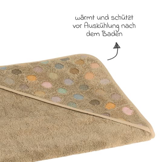 Odenwälder Hooded bath towel Jaquard 80 x 80 cm - Dots - Brown