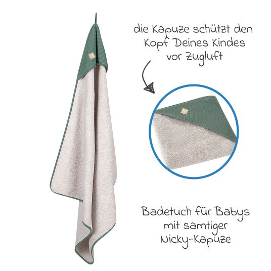 Odenwälder Asciugamano da bagno con cappuccio in velluto 80 x 80 cm - Eucalipto