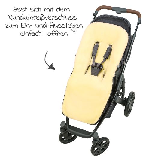Odenwälder Lammfell-Fußsack Leon Plus für Kinderwagen, Sportwagen & Buggy - Anthrazit