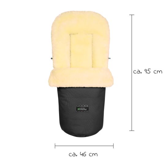Odenwälder Leon Plus lambskin footmuff for baby carriages, baby carriages & buggies - Black