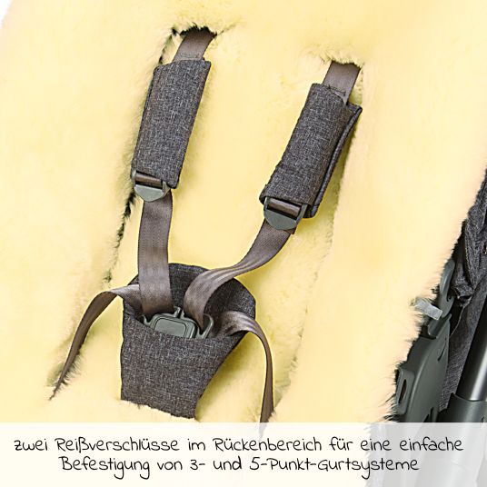 Odenwälder Lammfell-Fußsack Leon Plus für Kinderwagen, Sportwagen & Buggy - Black