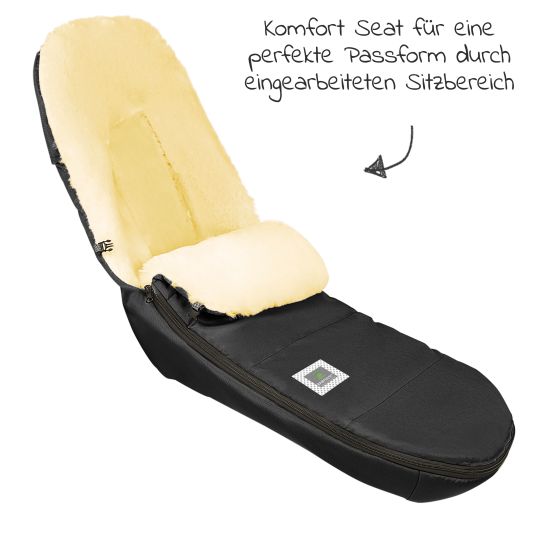 Odenwälder Lammfell-Fußsack Tomy-cs für Kinderwagen, Sportwagen & Buggy - Black