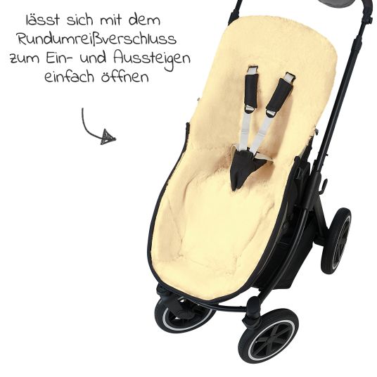 Odenwälder Lammfell-Fußsack Tomy-cs für Kinderwagen, Sportwagen & Buggy - Black