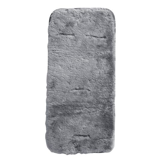 Odenwälder Coperta in pelle di agnello per passeggini e carrozzine con fessure per le cinture, termoregolatrice e accogliente 71 x 33 cm - argento