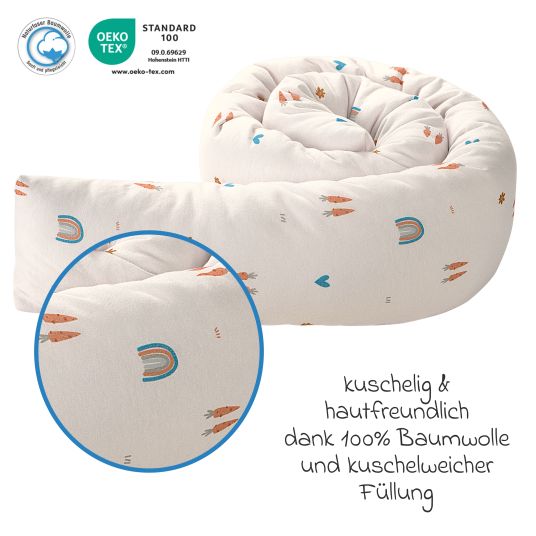 Odenwälder Nest roll jersey protects in crib and playpen 165 cm - Rainbow - Ecru