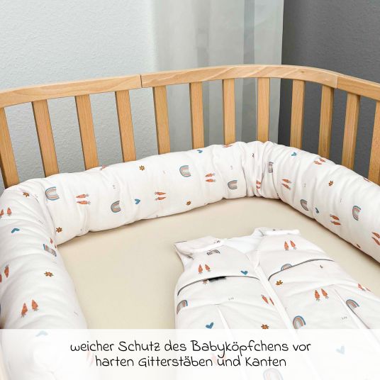 Odenwälder Nestchen-Rolle Jersey schützt im Kinderbett und im Laufgitter 165 cm - Rainbow - Ecru