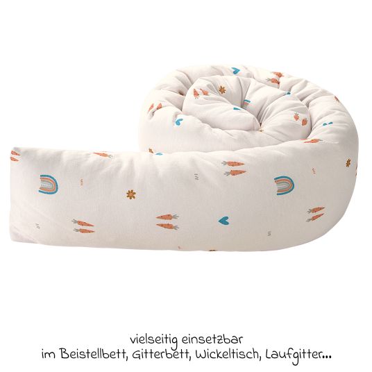 Odenwälder Nest roll jersey protects in crib and playpen 165 cm - Rainbow - Ecru