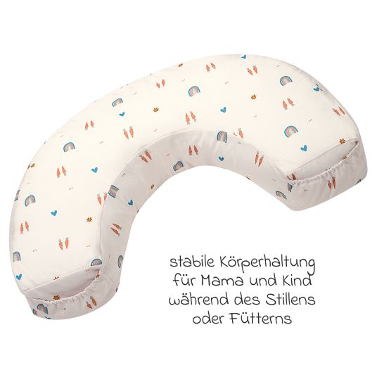 Odenwälder Nursing pillow with pocket on jersey cover 124 cm - Rainbow - Ecru