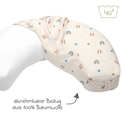 Odenwälder Cuscino per allattamento con tasca su fodera in jersey 124 cm - Rainbow - Ecru