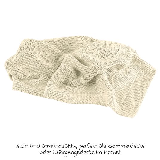 Odenwälder Knitted cuddly blanket light and breathable perfect for summer 70 x 100 - nature