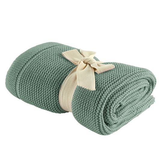 Odenwälder Lightweight and breathable knitted blanket perfect for summer 80 x 100 cm - Eucalyptus