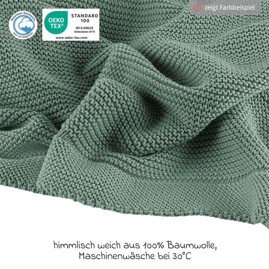 Odenwälder Coperta leggera e traspirante in maglia, perfetta per l'estate 80 x 100 cm - Eucalipto