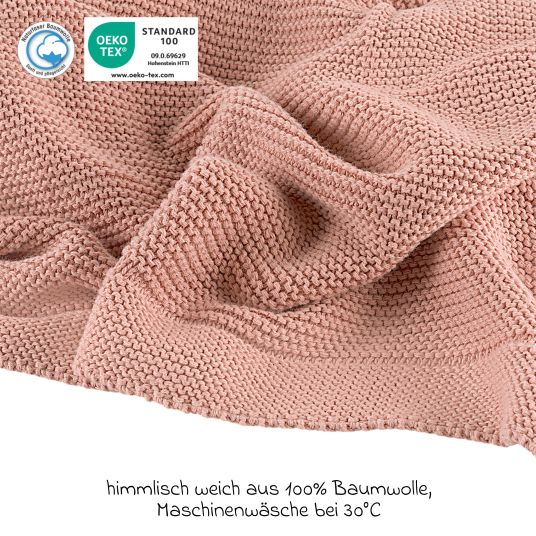 Odenwälder Lightweight and breathable knitted blanket perfect for summer 80 x 100 cm - Powder