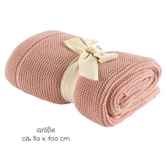 Odenwälder Lightweight and breathable knitted blanket perfect for summer 80 x 100 cm - Powder