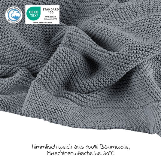 Odenwälder Coperta leggera e traspirante in maglia, perfetta per l'estate 80 x 100 cm - Pietra