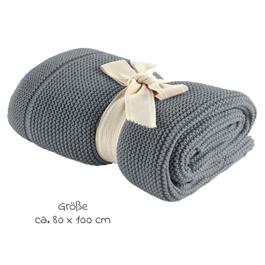 Odenwälder Lightweight and breathable knitted blanket perfect for summer 80 x 100 cm - Stone