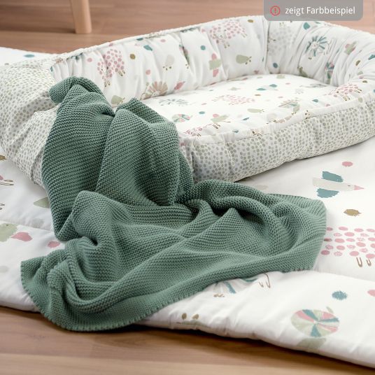 Odenwälder Lightweight and breathable knitted blanket perfect for summer 80 x 100 cm - Stone