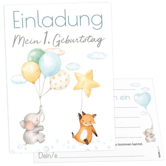 OLGS Babyartikel Invitation cards balloon party - boy