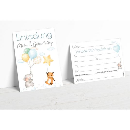 OLGS Babyartikel Invitation cards balloon party - boy
