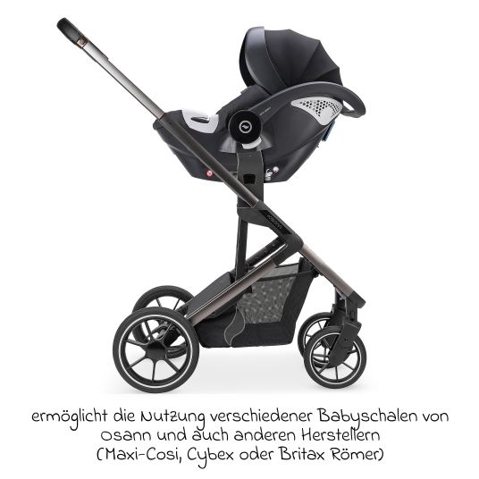 Osann Adapter für Juntos für Babyschalen von Osann, Maxi-Cosi, Cybex oder Britax Römer - Schwarz