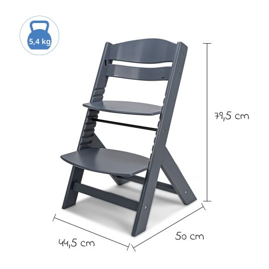 Osann Highchair Jill with safety bar, crotch strap and 3-point harness incl. cushion set cream - gray