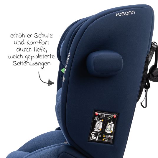 Osann Kindersitz Flux Isofix i-Size ab 9 Monate - 12 Jahre (76 cm - 150 cm) mit Isofix & Top-Tether - Navy Melange