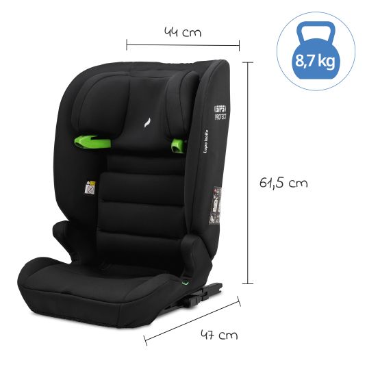 Osann Lupo Isofix i-Size child seat from 15 months - 12 years (76 cm - 150) with Isofix & Top-Tether - Black