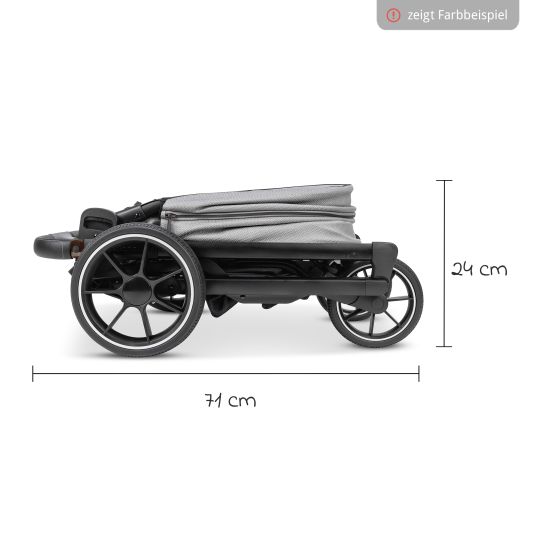 Osann Kombi-Kinderwagen Juntos bis 22 kg belastbar mit Teleskopschieber, umsetzbare Sitzeinheit, Babywanne mit Matratze & Regenschutz - Coal